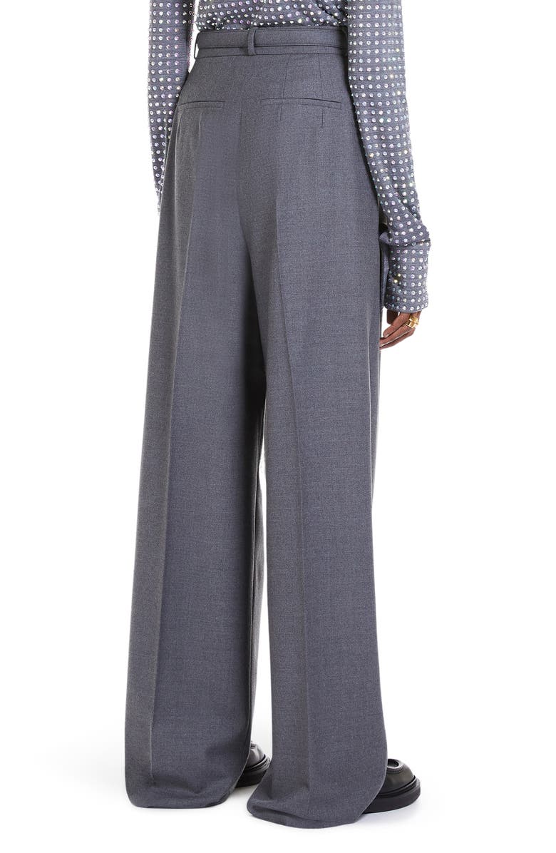 SPORTMAX Belted Wool Stretch Flannel Wide Leg Trousers, Alternate, color,
