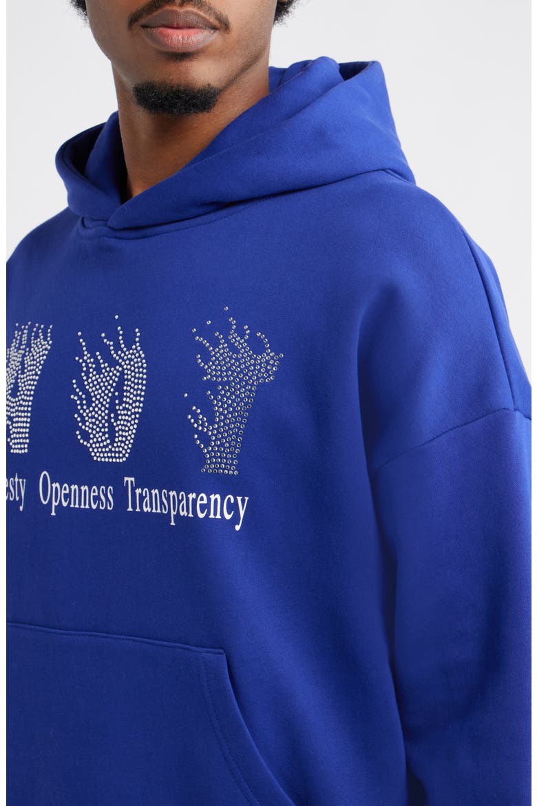 Honesty Rhinestone Cotton Blend Graphic Hoodie, Alternate, color, BLUE