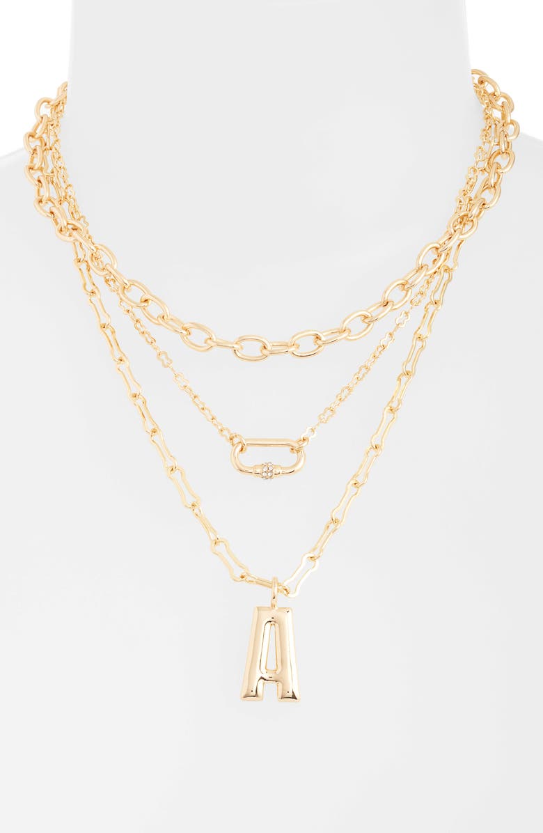 Open Edit Initial Layered Necklace, Alternate, color, 