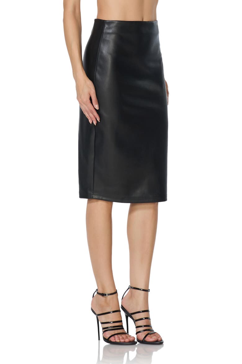 Martie Faux Leather Midi Skirt, Alternate, color, NOIR
