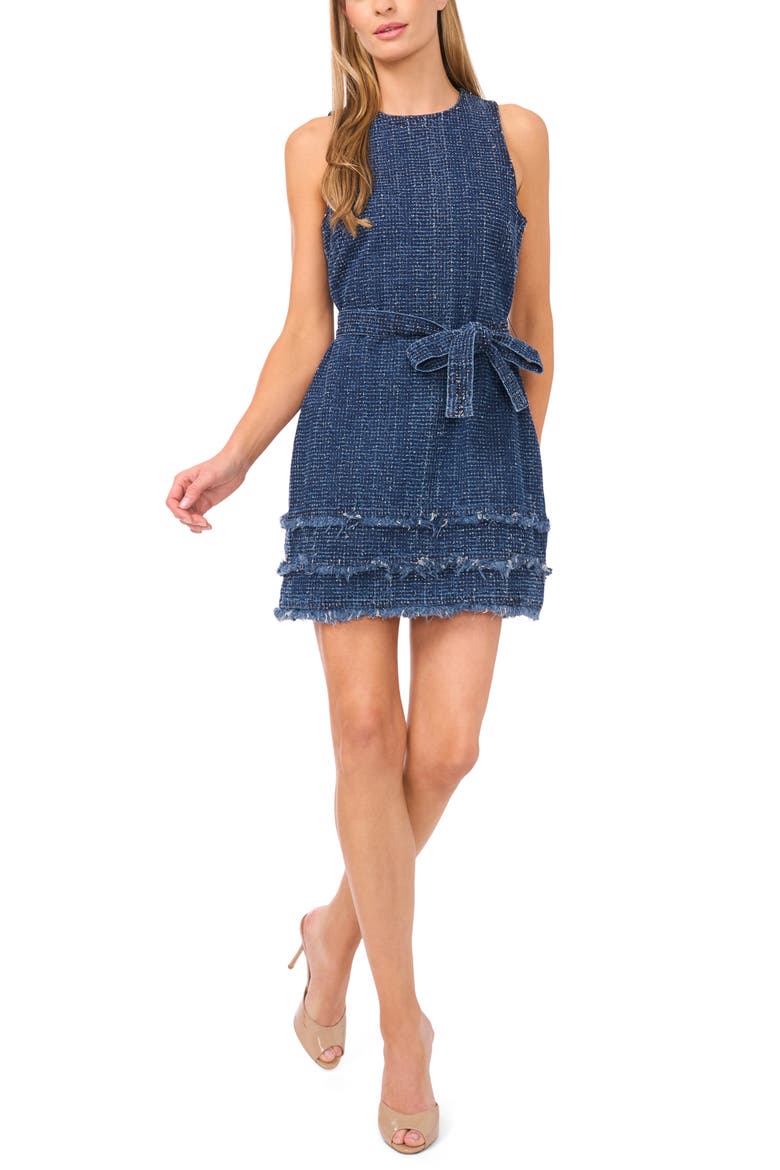 Boucle Denim Dress, Main, color, CLASSIC NAVY