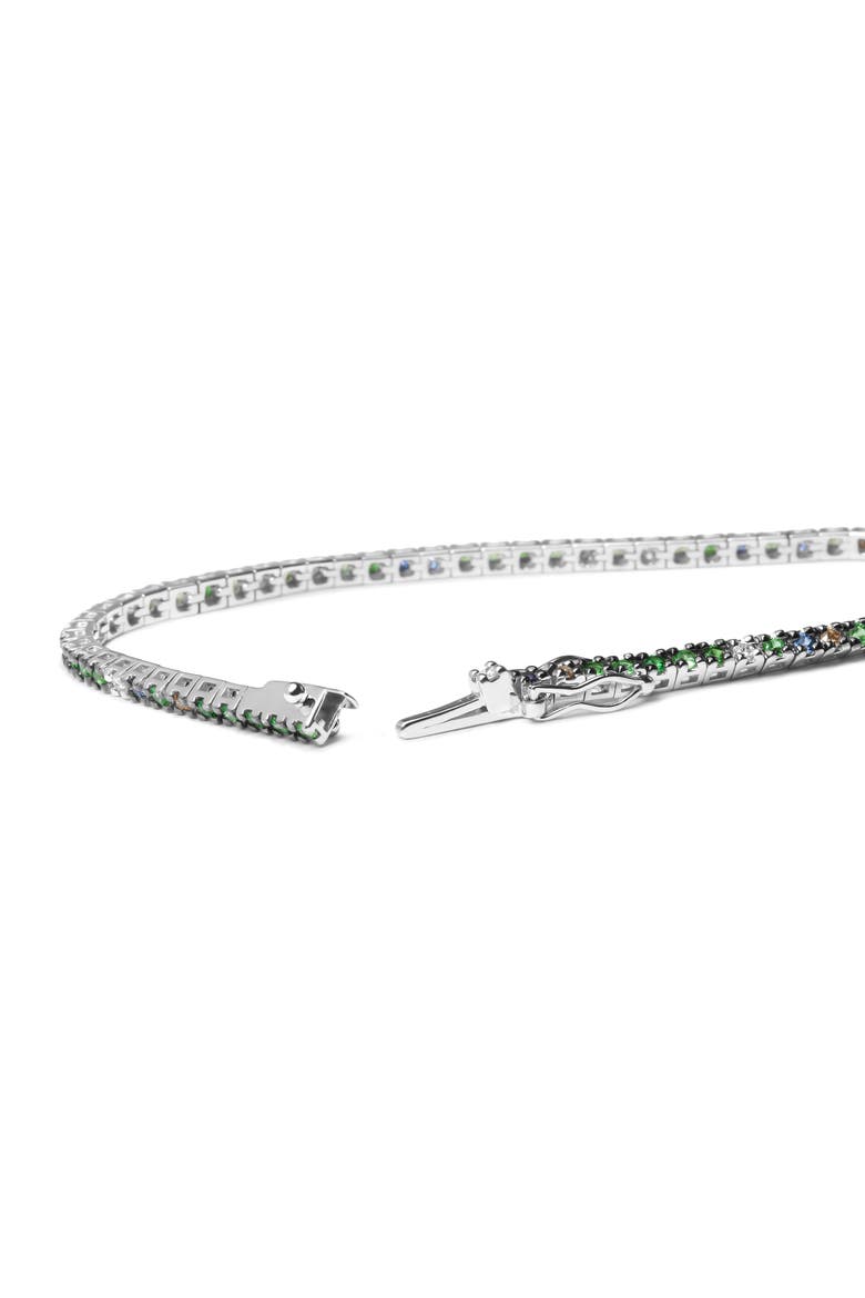18K Gold 3/8 Ct Diamond with Sapphire & Tsavorite Bracelet, Alternate, color, White