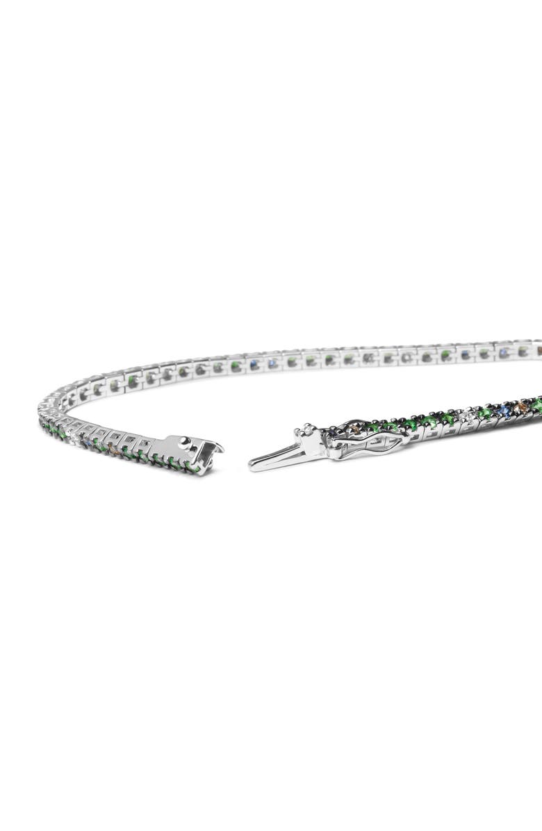 Haus of Brilliance 18K Gold 3/8 Ct Diamond with Sapphire & Tsavorite Bracelet, Alternate, color, White