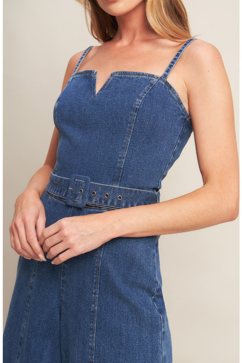 Wide Leg Denim Jumpsuit, Alternate, color, MEDIUM INDIGO
