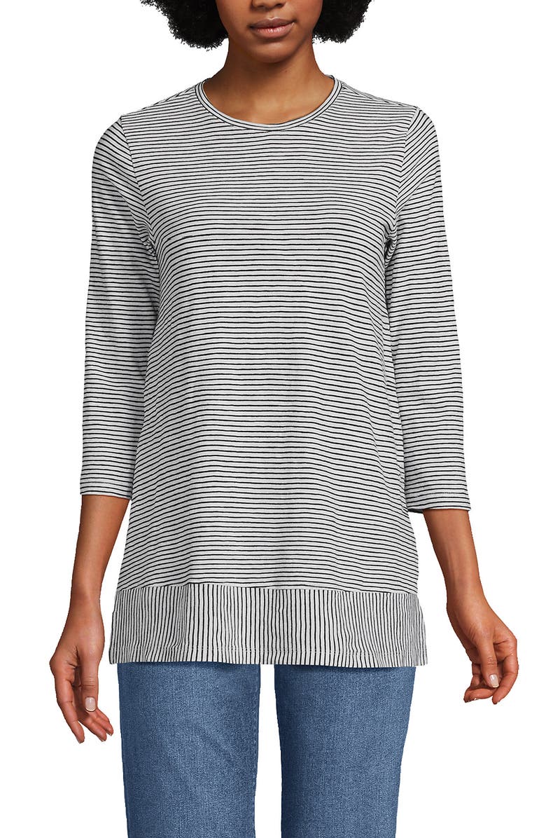 Lands' End 3/4 Sleeve Slub Jersey Swing Tunic, Main, color, 