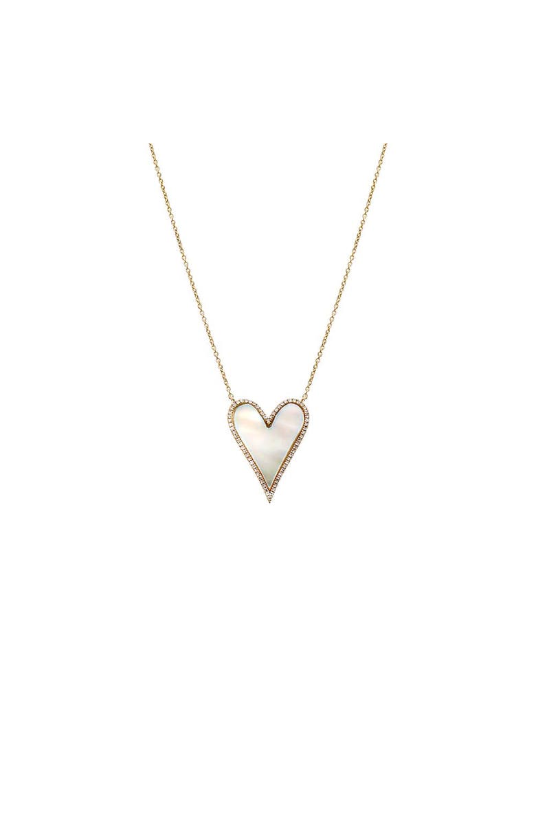 BY ADINA EDEN Large Diamond Pave Outlined Colored Stone Heart Necklace 14K, Main, color,