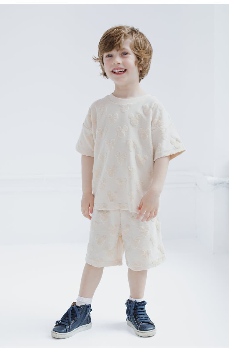 Disney Loop Terry T-Shirt & Shorts Set, Alternate, color, Mickey Mouse Beige