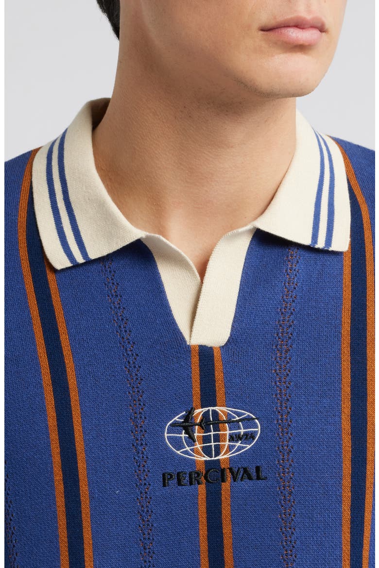 Import Embroidered Stripe Polo Sweater, Alternate, color, NAVY