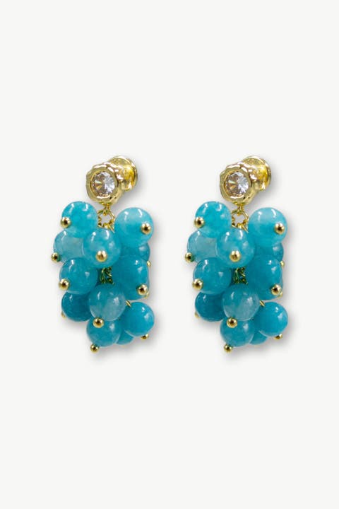 Gia Amazonite Cascade Cluster Drop Earrings