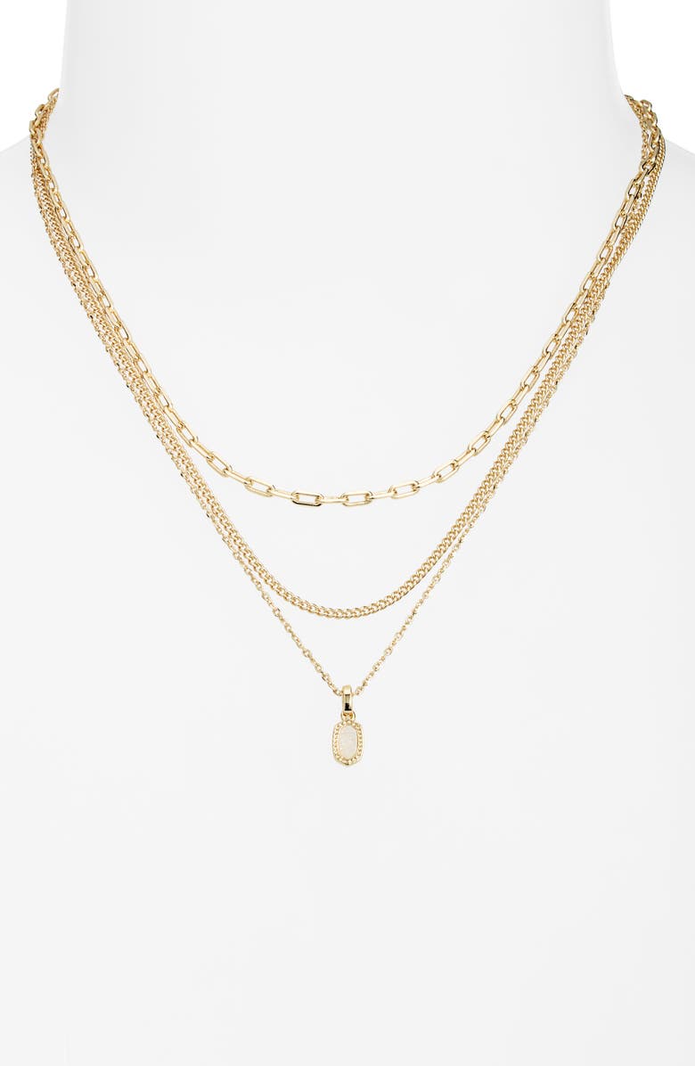Kendra Scott Mini Elisa Gold Triple Strand Necklace, Alternate, color, Gold Iridescent Drusy