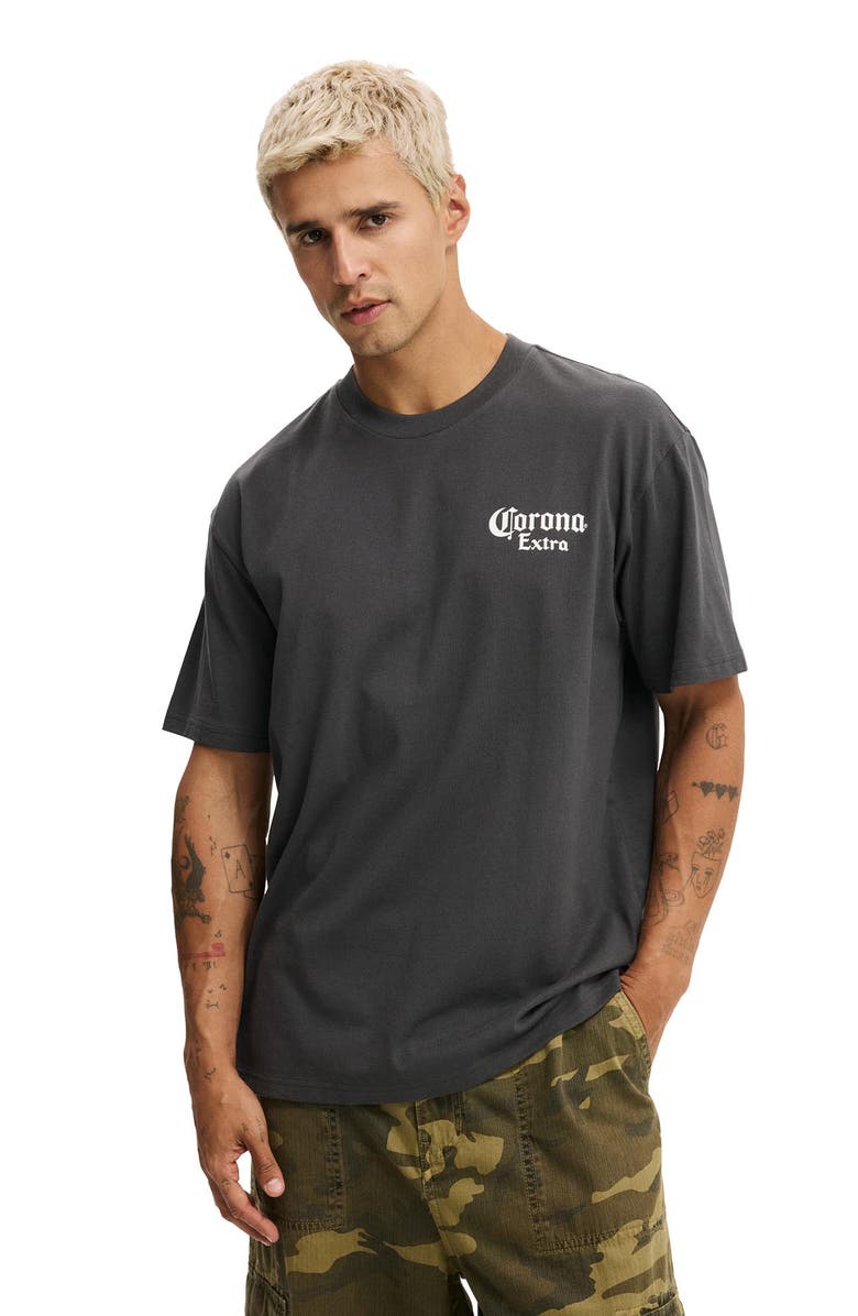 Cotton On Men's Loose Fit License T-Shirt, Alternate, color, Lcn Cor Faded Slate Corona -