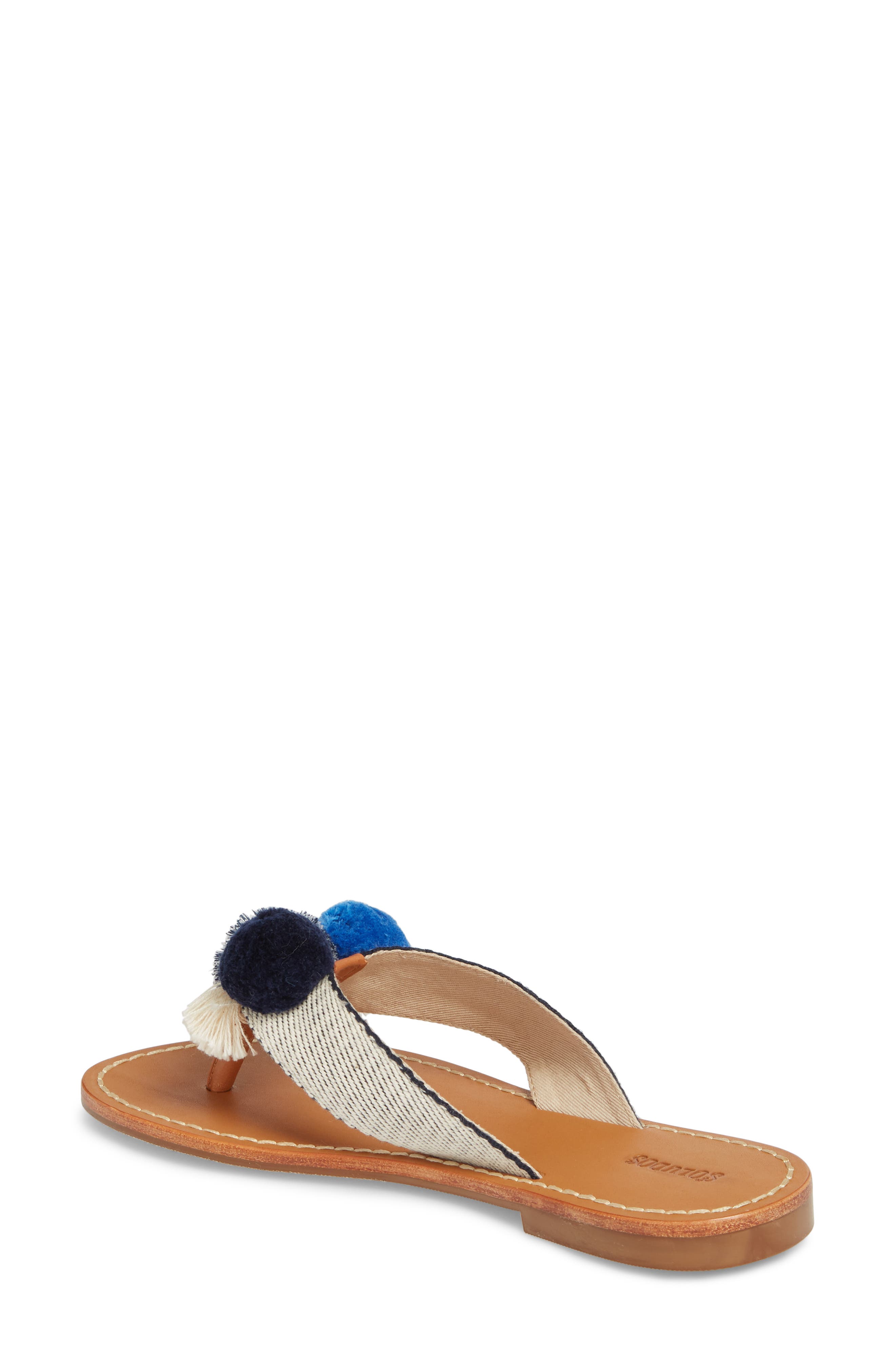Capri Pompom Flip Flop, Alternate, color, NAVY/ NATURAL