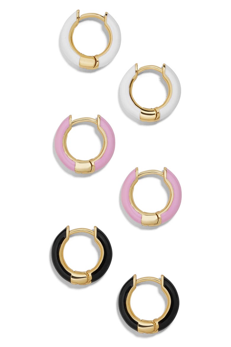 Tiesha Set of 3 Huggie Earrings, Main, color, MULTI