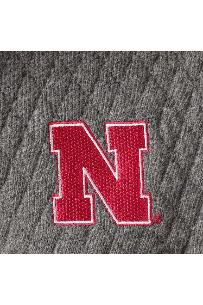 Women's Pressbox Heathered Gray/Scarlet Nebraska Huskers Magnum Quilted Quarter-Snap Pullover Jacket, Alternate, color, Heather Gray