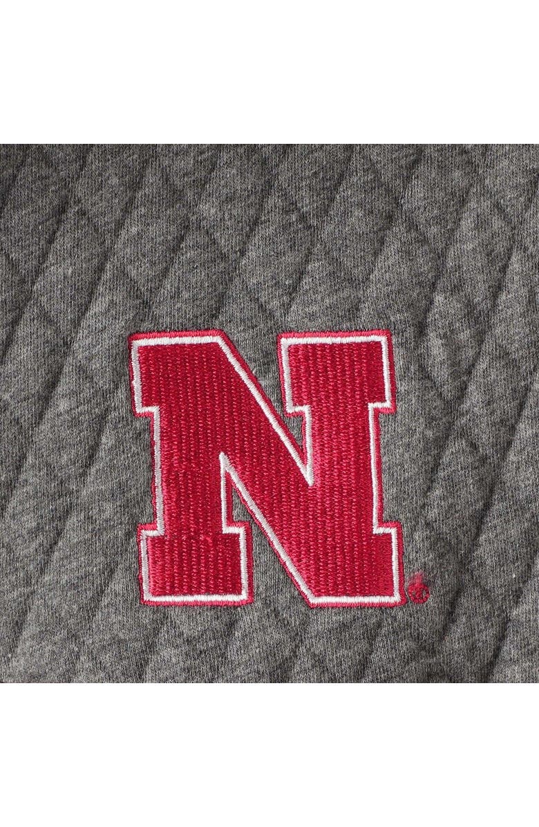 PRESSBOX Women's Pressbox Heathered Gray/Scarlet Nebraska Huskers Magnum Quilted Quarter-Snap Pullover Jacket, Alternate, color, 