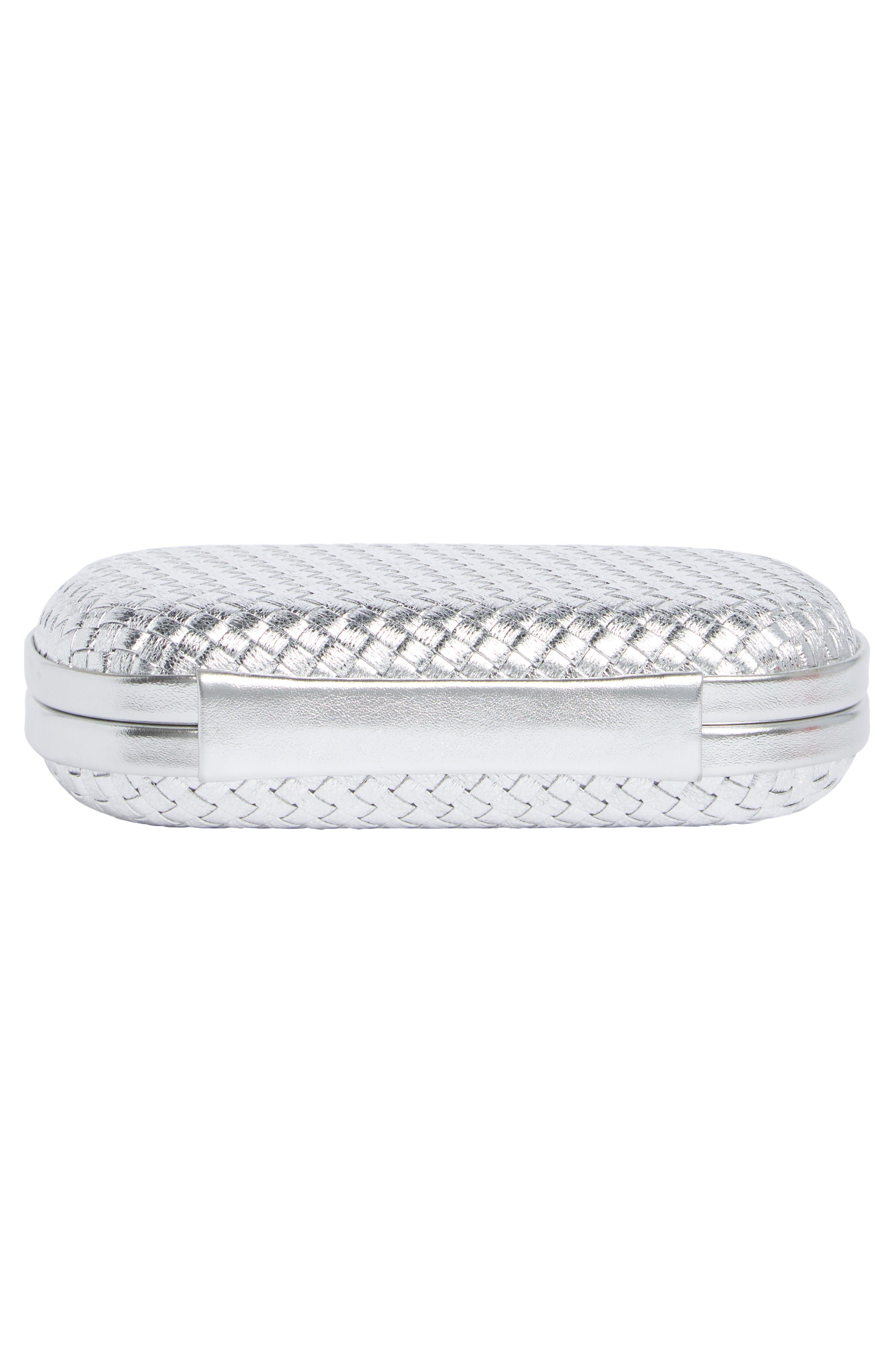 Ella Woven Clutch, Alternate, color, SILVER