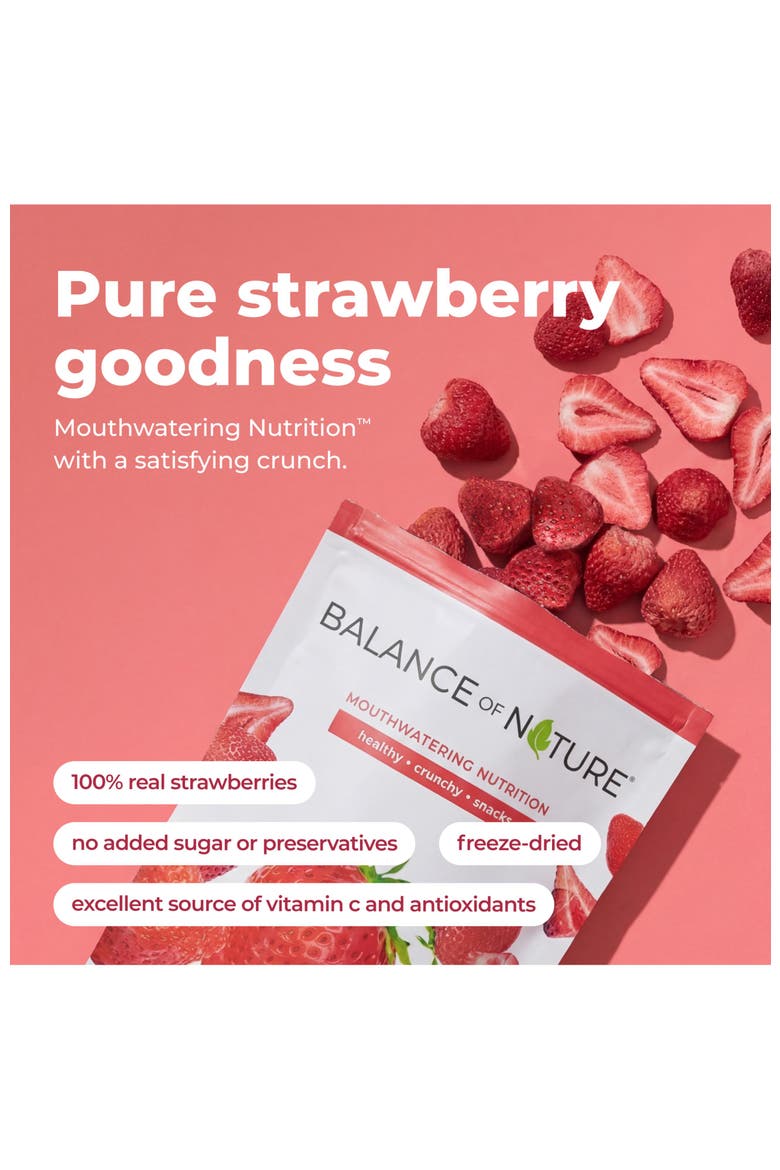 Dried Strawberries (5 Pack) 100% Real Fruit, Crunchy Strawberry Slices, Healthy Snack, Mouthwatering Nutrition, Gluten-Free, Vegan, No Sugar Added, Five 1.4 oz Bags, Alternate, color, Red