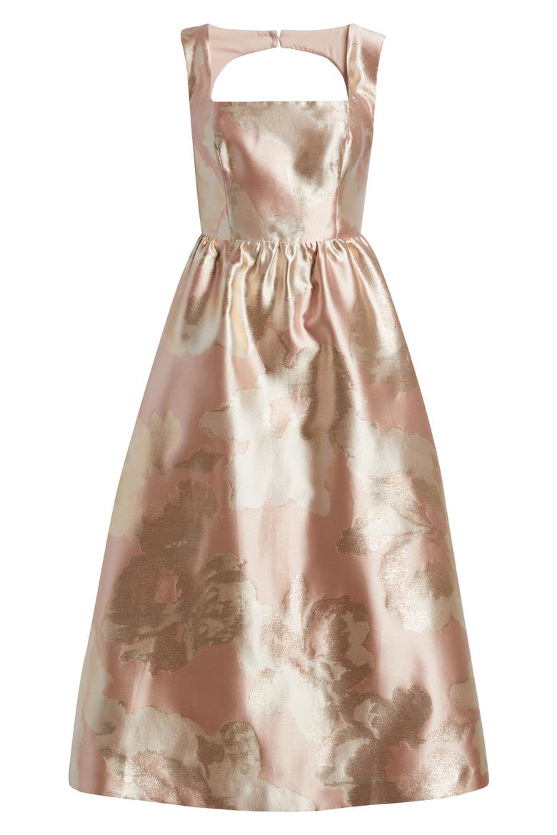 Metallic Floral Print Party Dress, Alternate, color, BLOSSOM MULTI