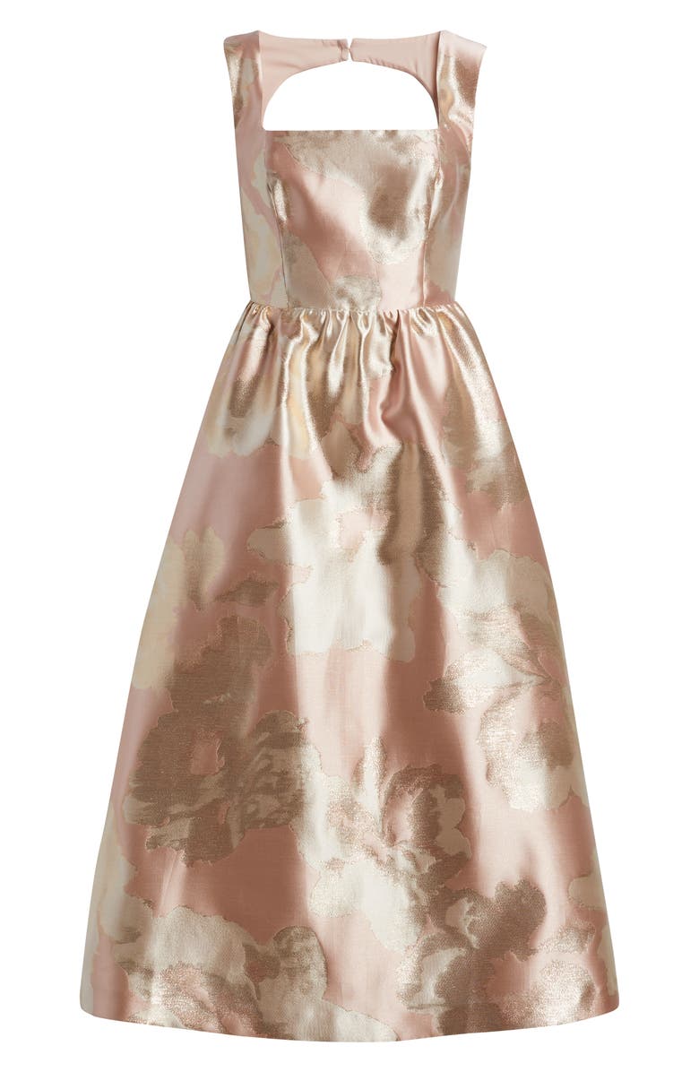 Anne Klein Metallic Floral Print Party Dress, Main, color, Blossom Multi