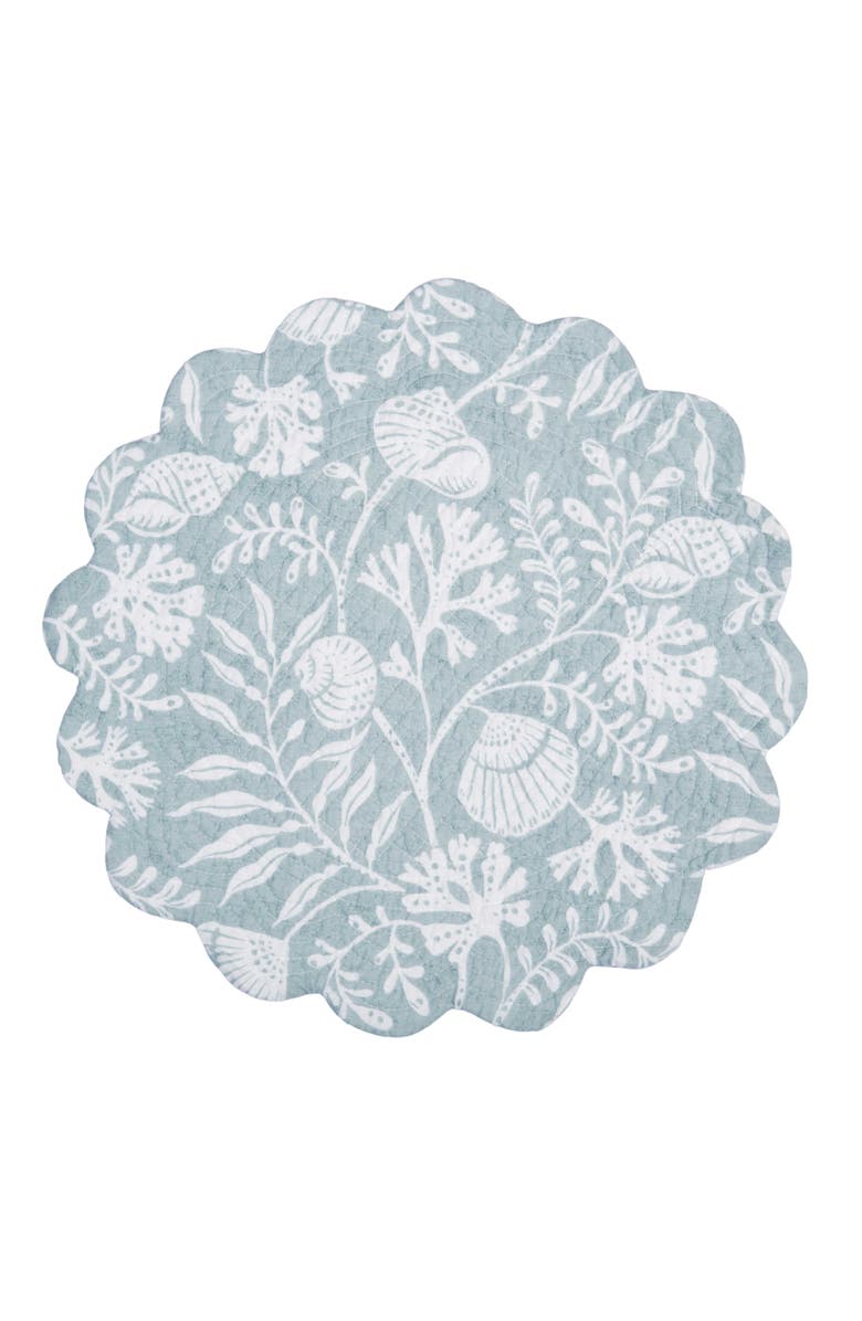 C&F Home Seafoam Reef Scalloped Round Placemats Set of 6 Nautical Design Coral, 17", Alternate, color, White