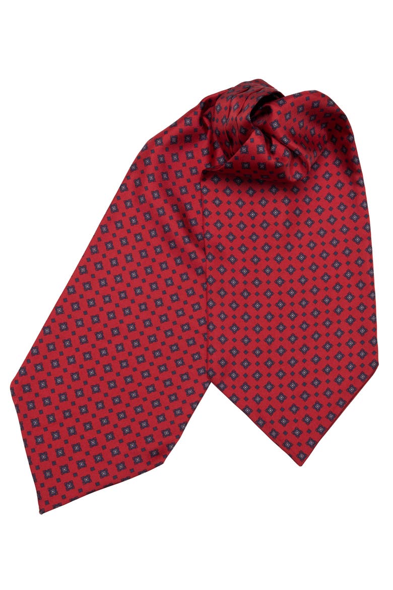 Corbara - Silk Ascot Cravat Tie for Men, Alternate, color, Dark Red
