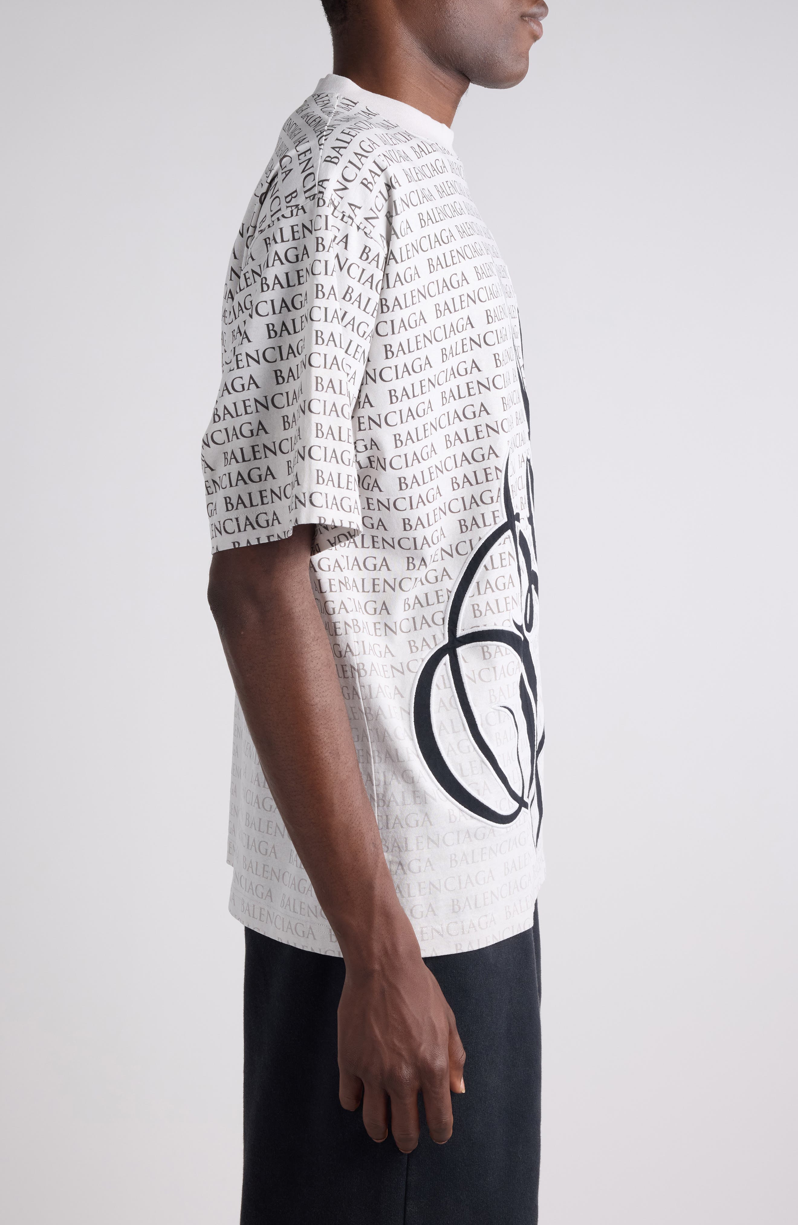 Balenciaga Medium Fit Big B Cursive Logo Graphic T-Shirt (Men