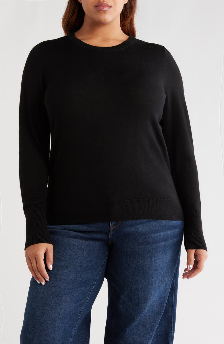 Caslon<sup>®</sup> Crewneck Sweater, Main, color, Black