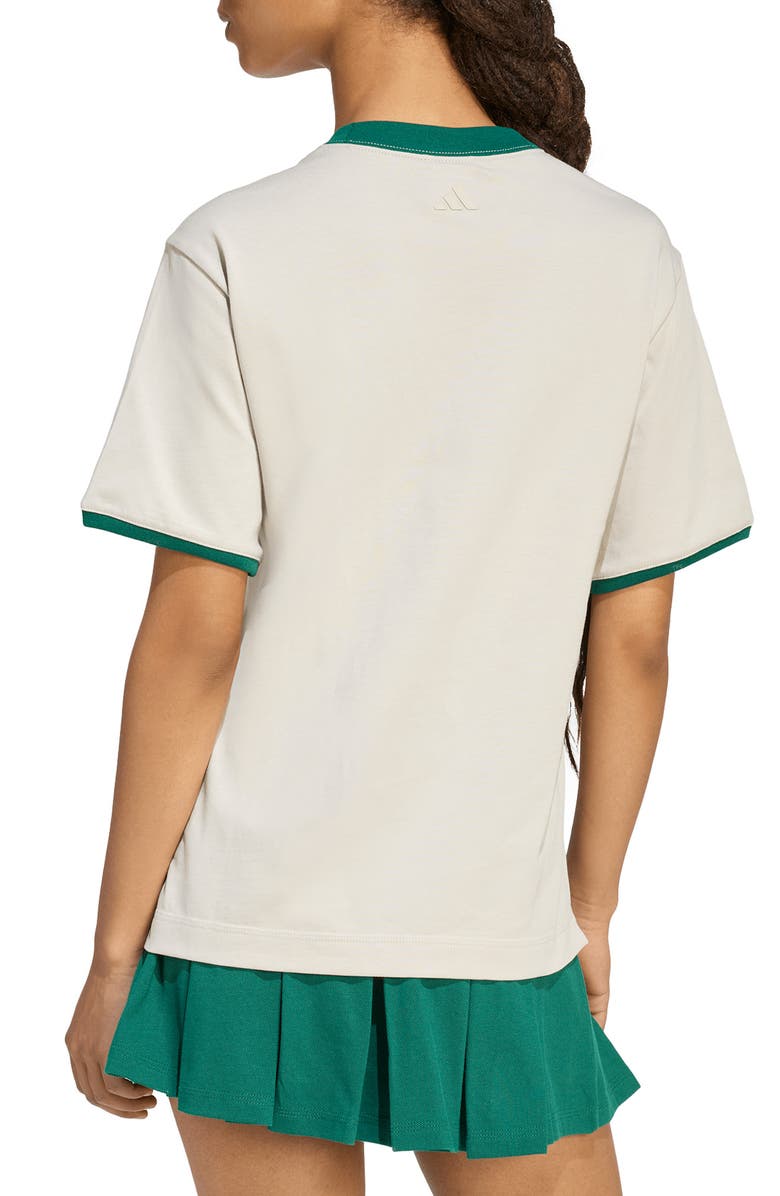 adidas Essentials Colorpop Cotton Ringer T-Shirt, Alternate, color, Wonder Alumina/ Green