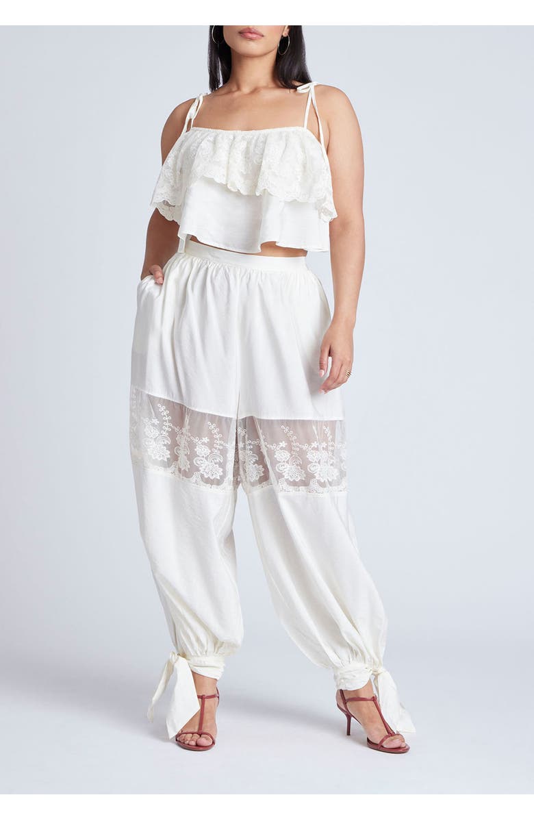 ELOQUII Camisole Lace Crop Top, Alternate, color, Jet Stream