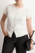 MANGO Open Stitch Short Sleeve Cardigan