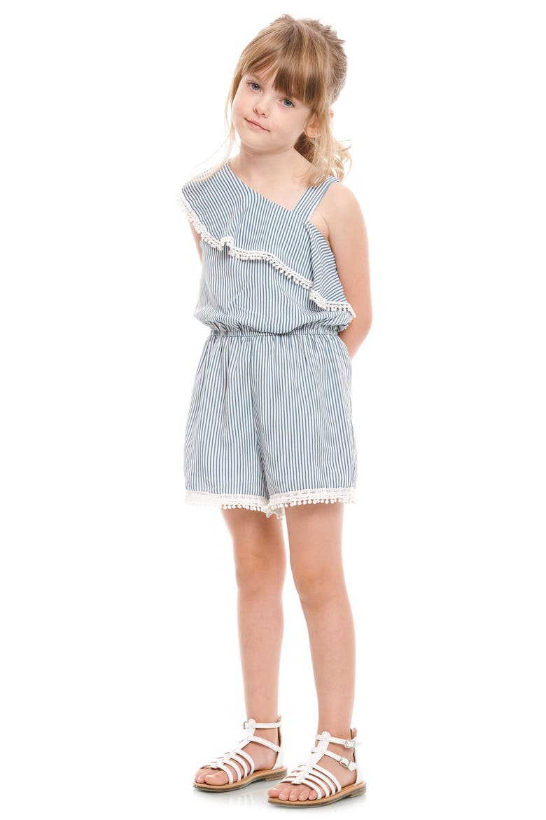 Stripe Ruffle Romper, Alternate, color, NAVY WHITE