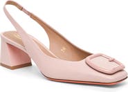 Santoni Leather mid-heel slingback