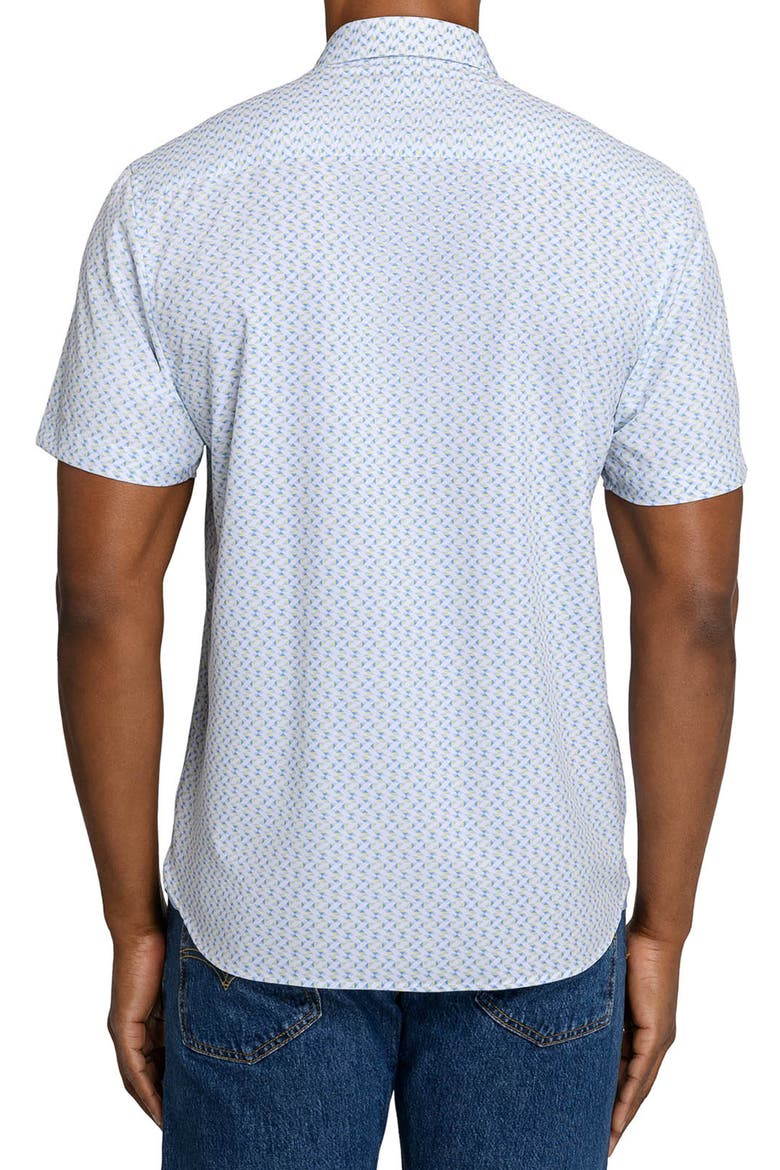 Slim Fit Zig Zag Woven Short Sleeve Basic Shirt, Alternate, color, WHITE/YELLOW