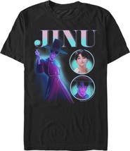 KPop Demon Hunters Men's Jinu Saja Boy Collage Short Sleeve Graphic T-Shirt