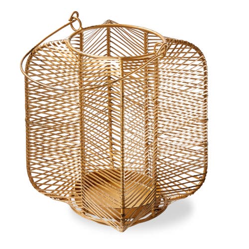 Tag Wells Antique Brass Candle Holders For Indoor Outdoor Use In Gold