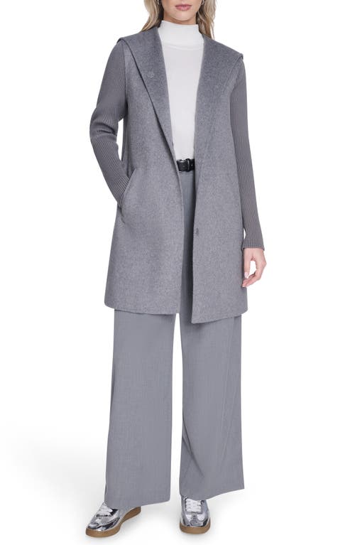 Kenneth Cole New York Double Face Wool Blend Hooded Coat In Gray
