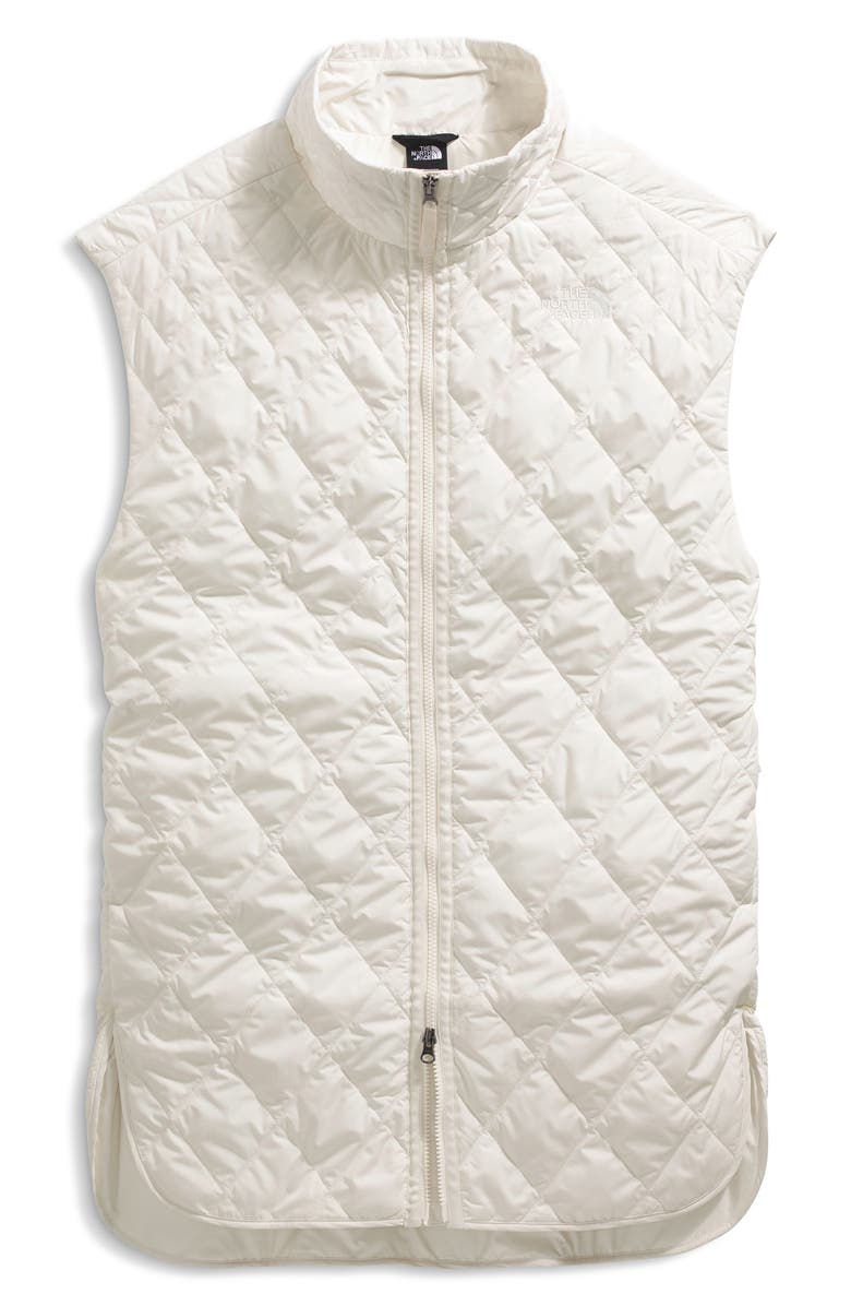 The North Face Diamond Peak Water Repellent Quilted Long Vest, Alternate, color, White Dune