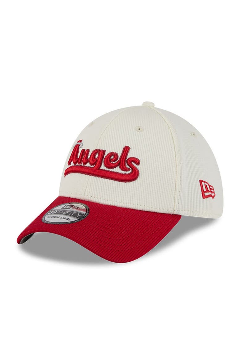 Men's New Era Cream/Red Los Angeles Angels City Connect Batting Practice 39THIRTY Flex Hat, Main, color, Cream