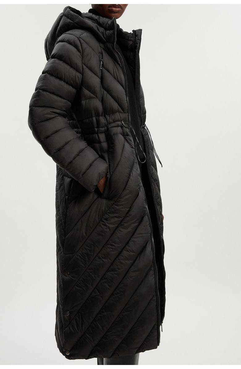 Karen Millen Lightweight Knee Length Packable Coat, Alternate, color, Black