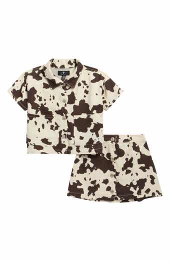 Kids' Cow Print Shirt & Skirt Set