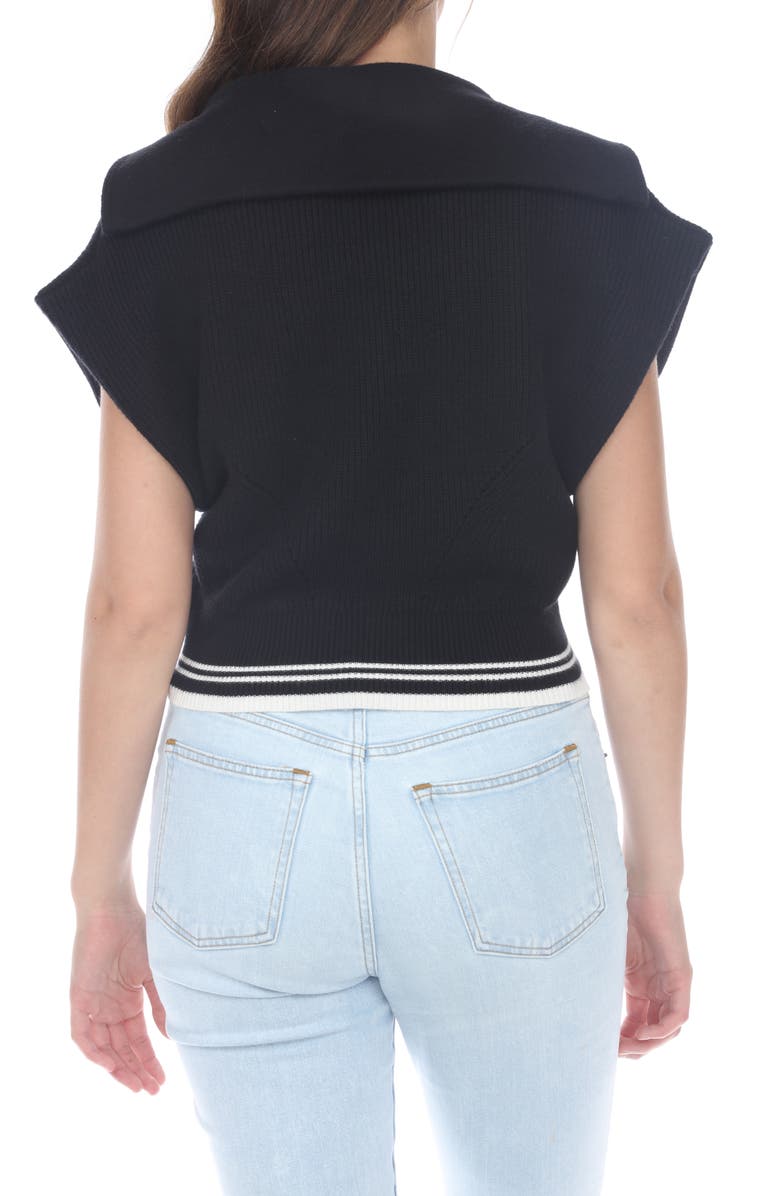 RAIN AND ROSE Knit Quarter Zip Top, Alternate, color, Black