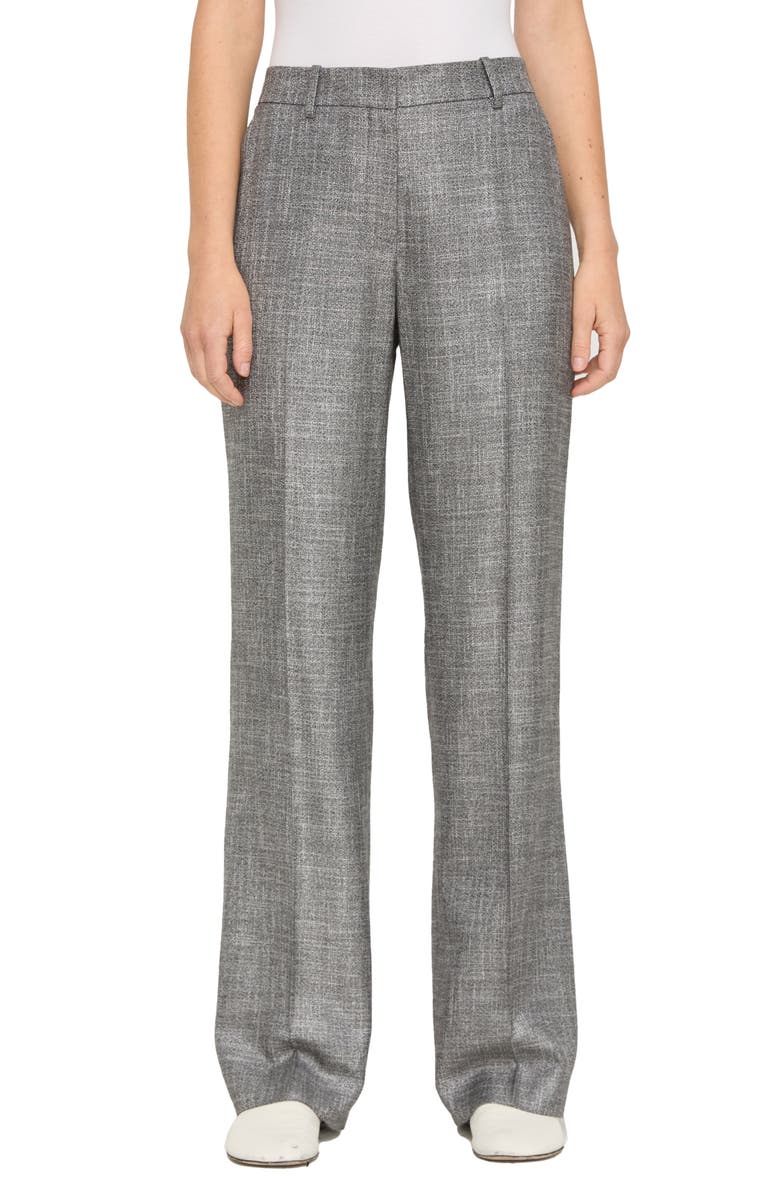 Lafayette 148 New York Gates Twill Straight Leg Trousers, Main, color, Black Multi