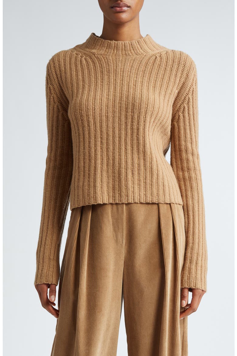 Aloa Wool & Cashmere Funnel Neck Sweater, Main, color, CAMEL