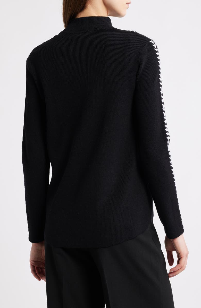 Elie Tahari The Goldie Mock Neck Rib Top, Alternate, color, Noir Black/ Vanilla