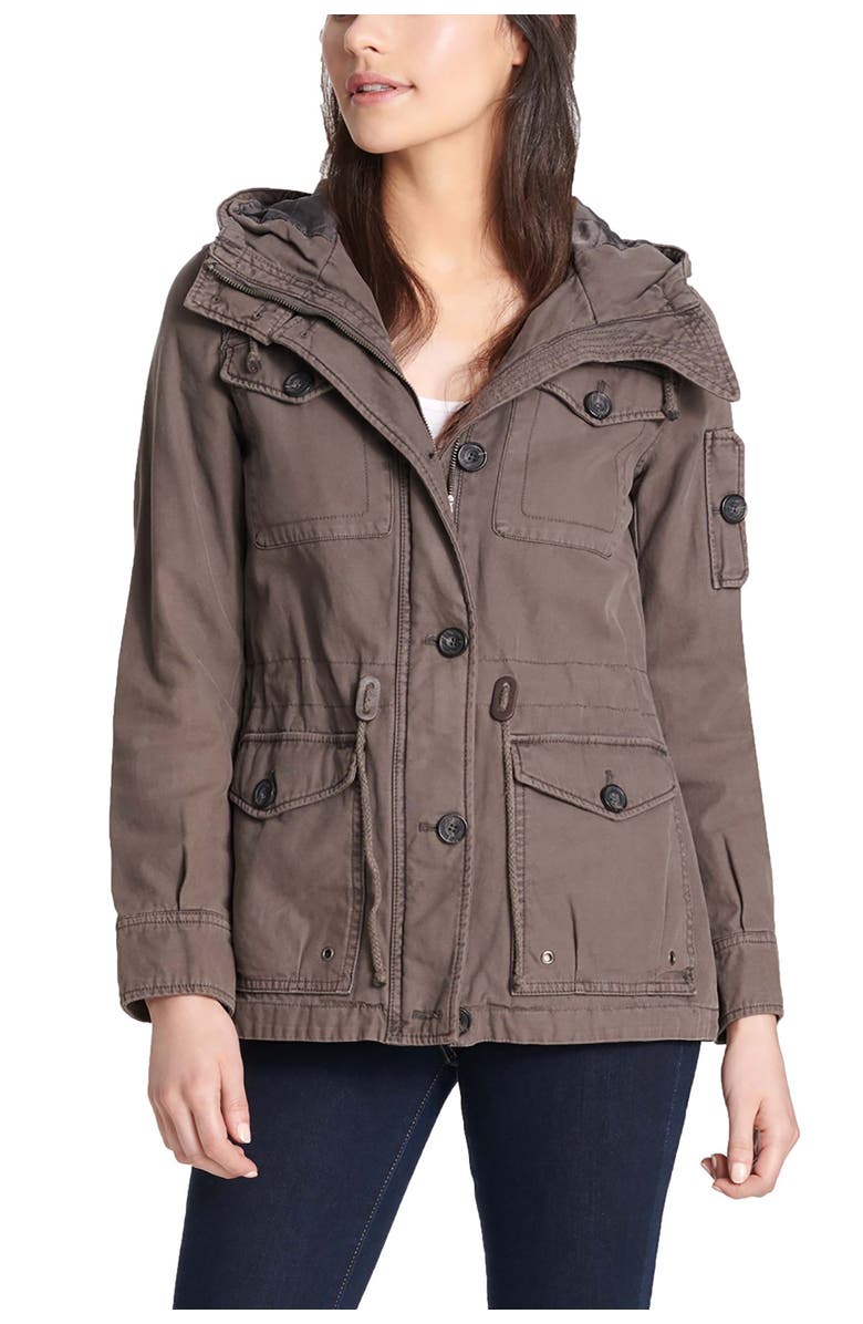 Levi's<sup>®</sup> Hooded Military Jacket, Alternate, color, Grey