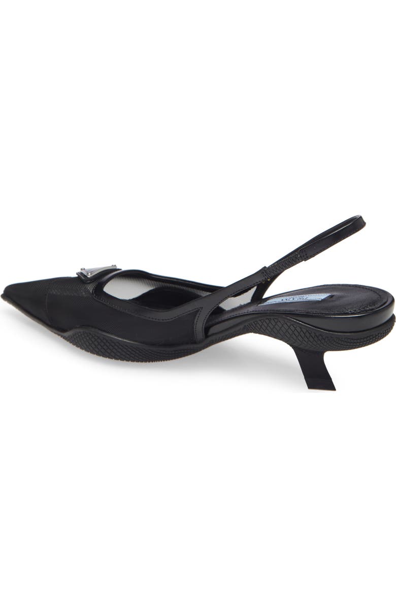 Prada Triangle Logo Pointed Toe Slingback Pump, Alternate, color,