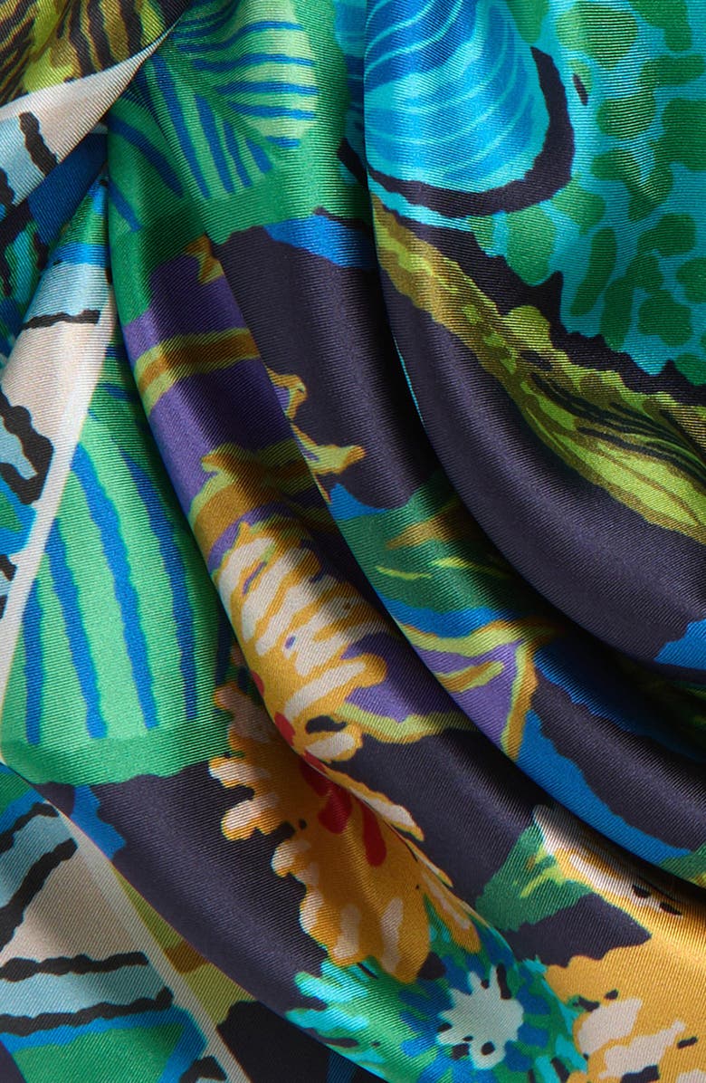 Echo Rainforest Silk Square Scarf, Alternate, color, Hawaiian Ocean
