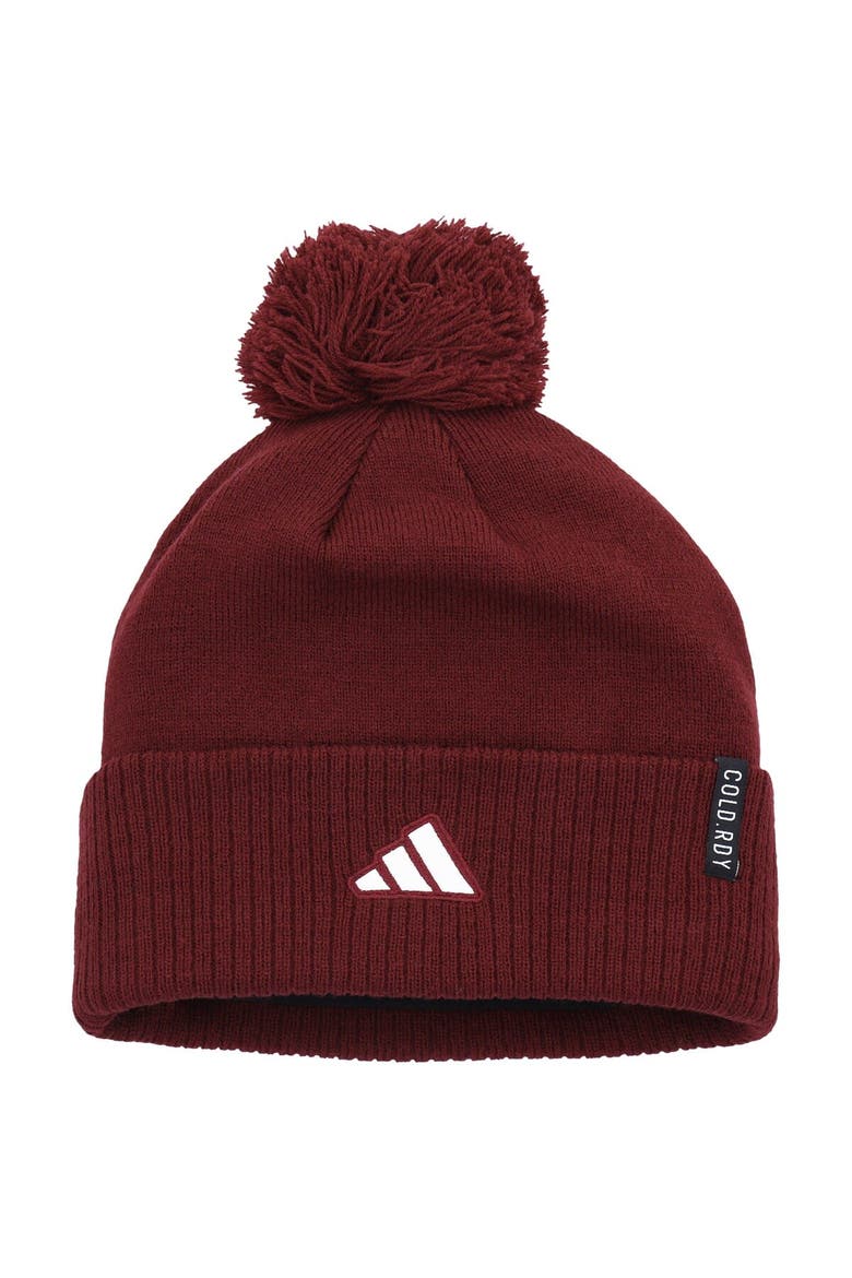 Men's adidas Maroon Texas A&M Aggies 2023 Sideline COLD.RDY Cuffed Knit Hat with Pom, Alternate, color, Maroon