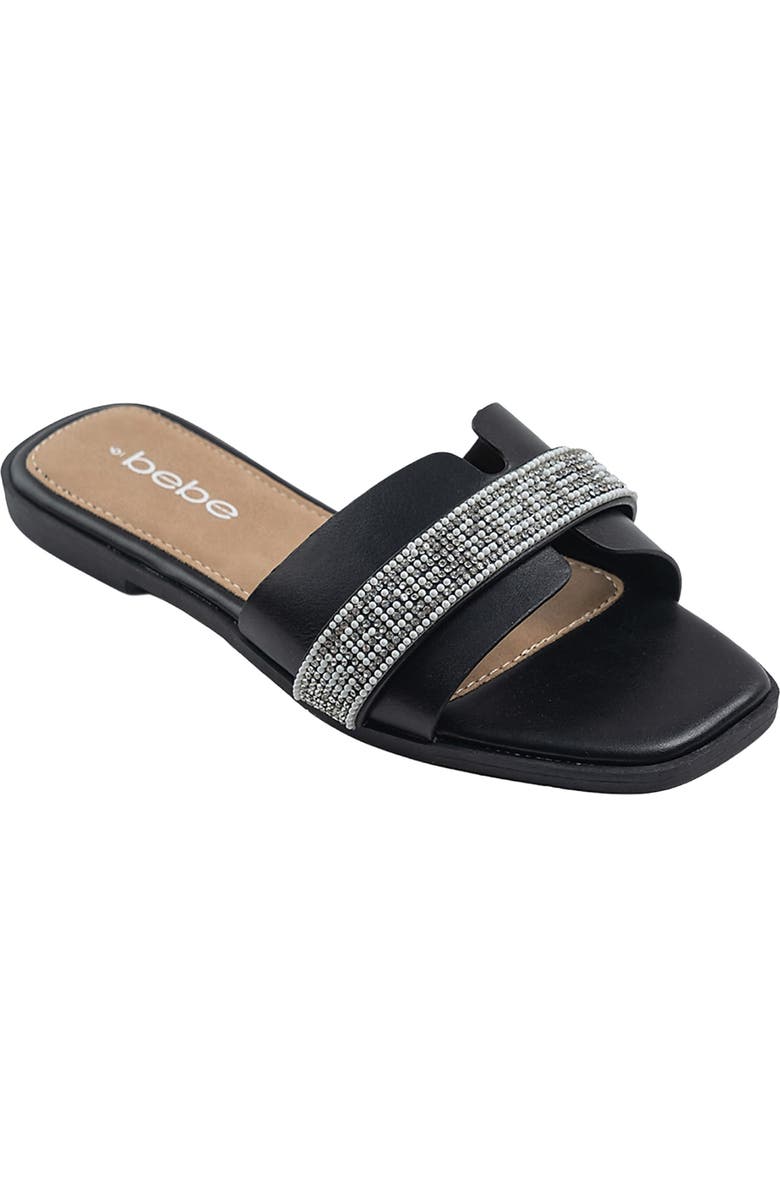 bebe Rhinestone Slide Sandal, Main, color,