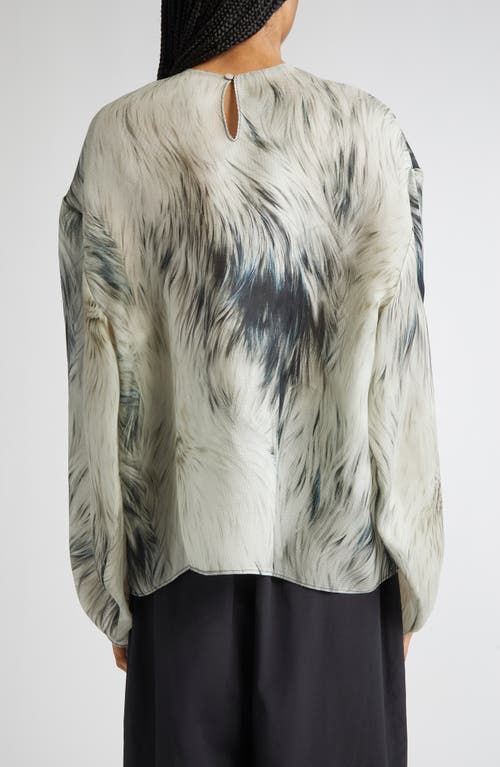 Brandon Maxwell The Briggs Fur Print Relaxed Silk Top In Black